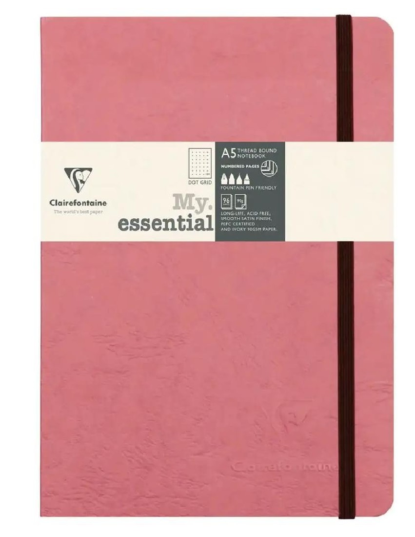 Clairefontaine Rhodia Age Bag My essentail Notebook, A5, Dotted, 90g, Rose Pink 793436C