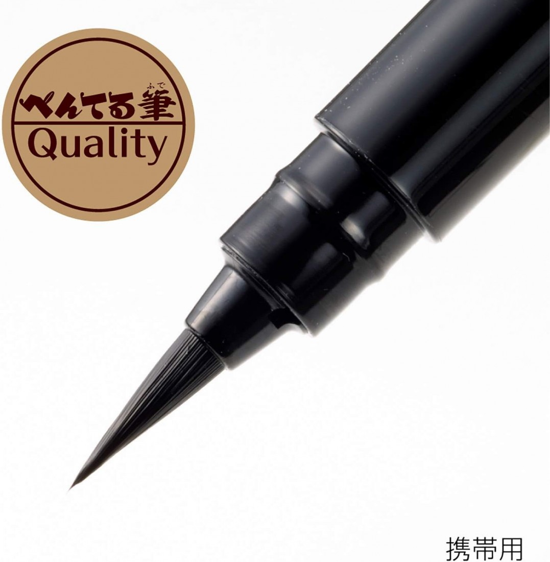 Pentel Pocket Brush Pen for Calligraphy with 2 black cartridges, XGFKP-A