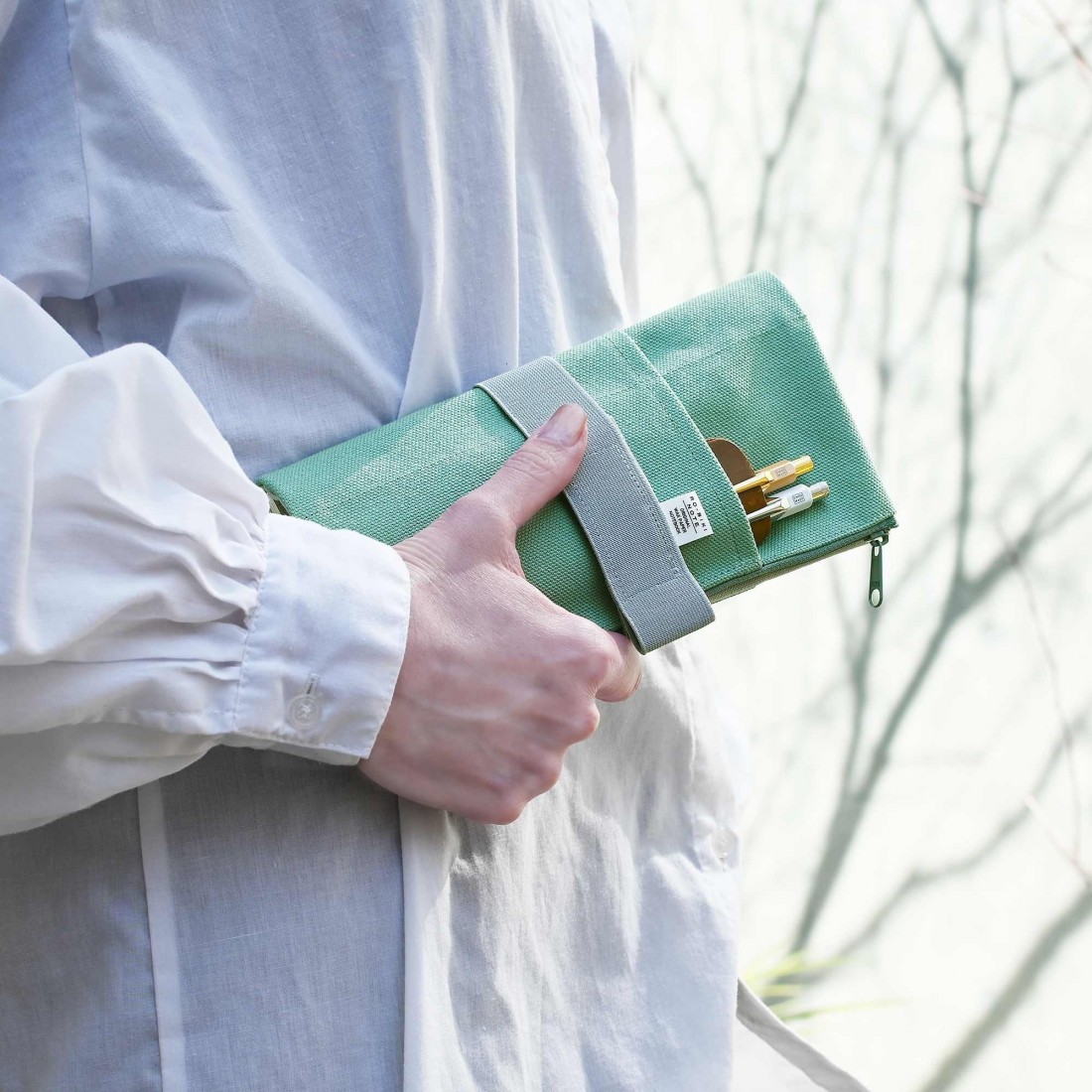 Yamamoto Canvas Cover 22X11,5 cm for Ro-Biki notes mint green