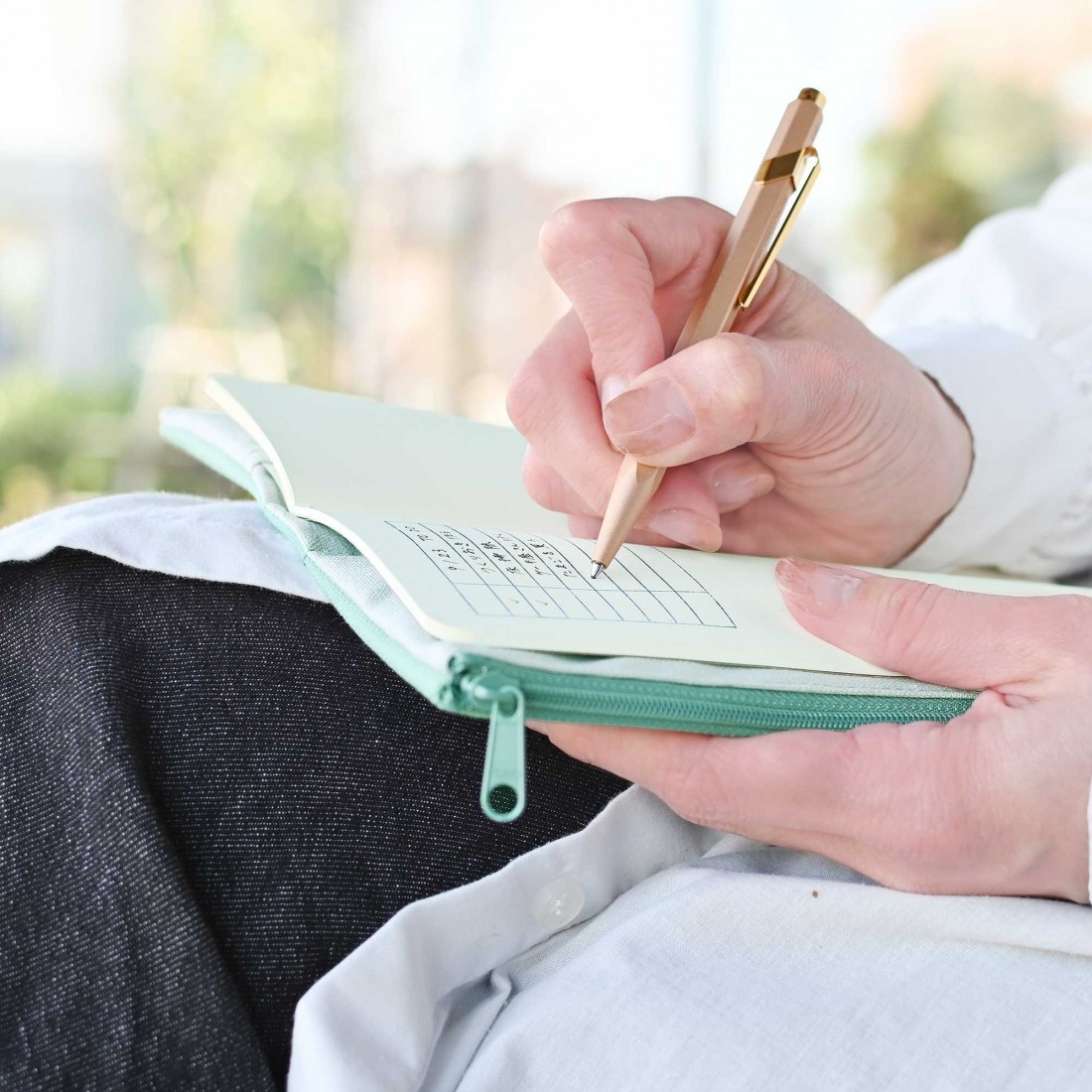 Yamamoto Canvas Cover 22X11,5 cm for Ro-Biki notes mint green