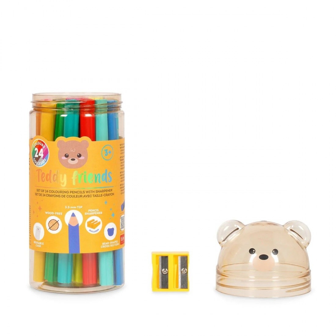Set of 24 Colouring Pencil with Sharpener - Teddy Friends - Legami