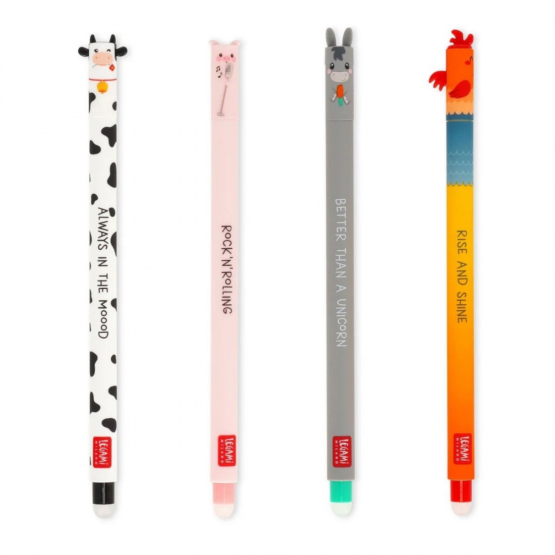 Set of 4 Erasable Gel Pens - Farm Sweet Farm - Legami