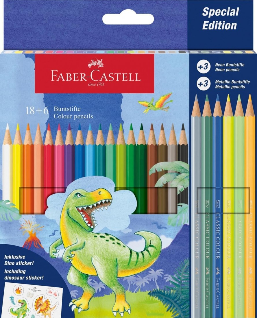 Faber Castel ξυλομπογιές 24τμχ special Dinosaur edition 111222
