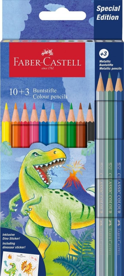 Faber Castell Classic Colour Pencil Dinosaur Set of 13pcs 111213