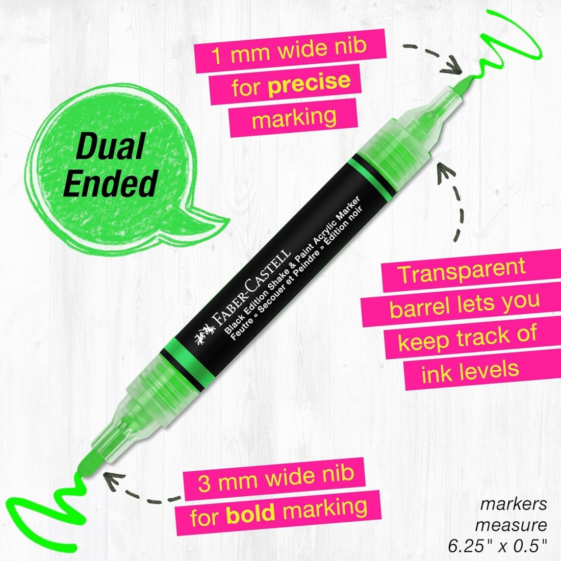 Faber  Castell Shake & Paint Acrylic Neon Markers, black edition 285505