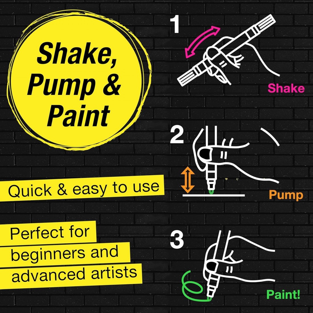Faber  Castell Shake & Paint Acrylic Neon Markers, black edition 285505