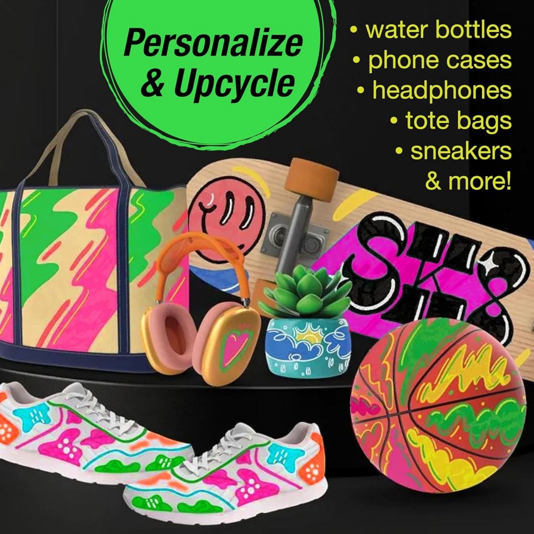 Faber  Castell Shake & Paint Acrylic Neon Markers, black edition 285505