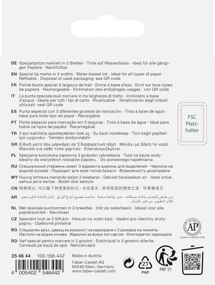 Faber Castell Highlighters, Fluo Colors - Box of 4 - 254644