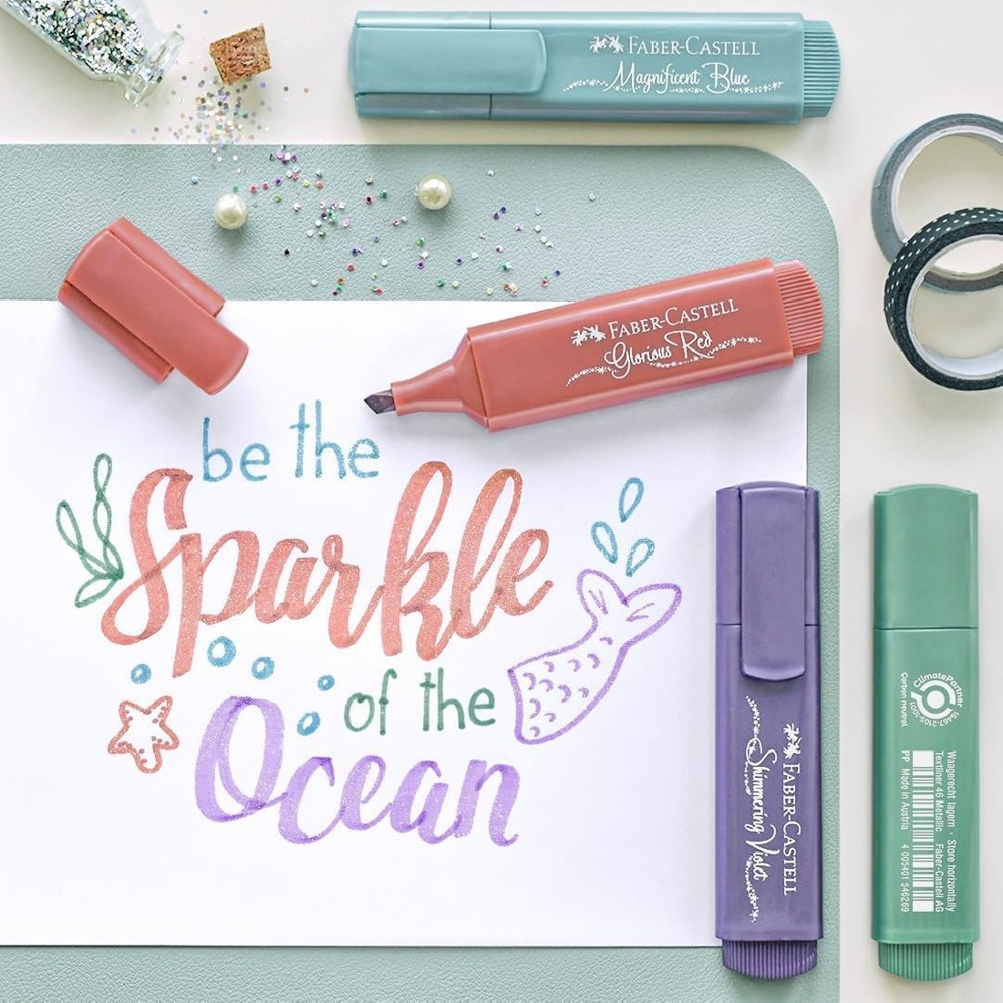 Faber Castell Highlighters, Metallic Colors - Box of 4 - 254674