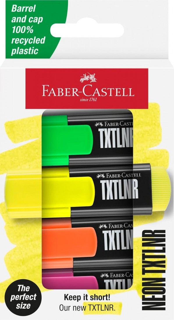 Faber Castell Highlighters, Neon Colors - Box of 4 - 154204