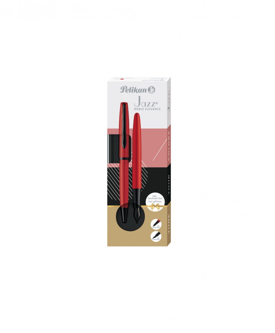 Pelikan Jazz Noble Elegance Metallic Red 826778 Set Ballpen and Fountain Pen
