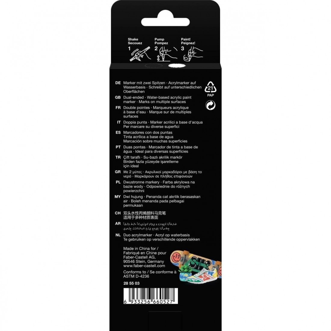 Faber Castell Black Edition Shake&Paint Acrylic Marker 2 pcs, black/white 285503