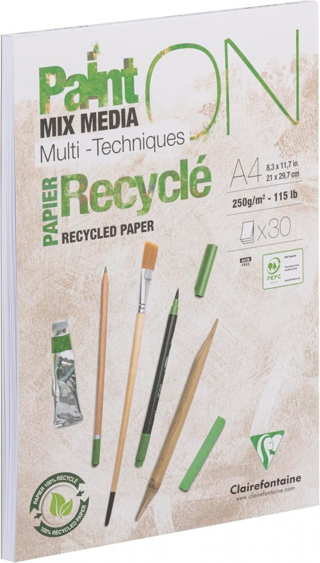 Clairefontaine A4 paint on mix media 250gr white paper 30sheets 975741