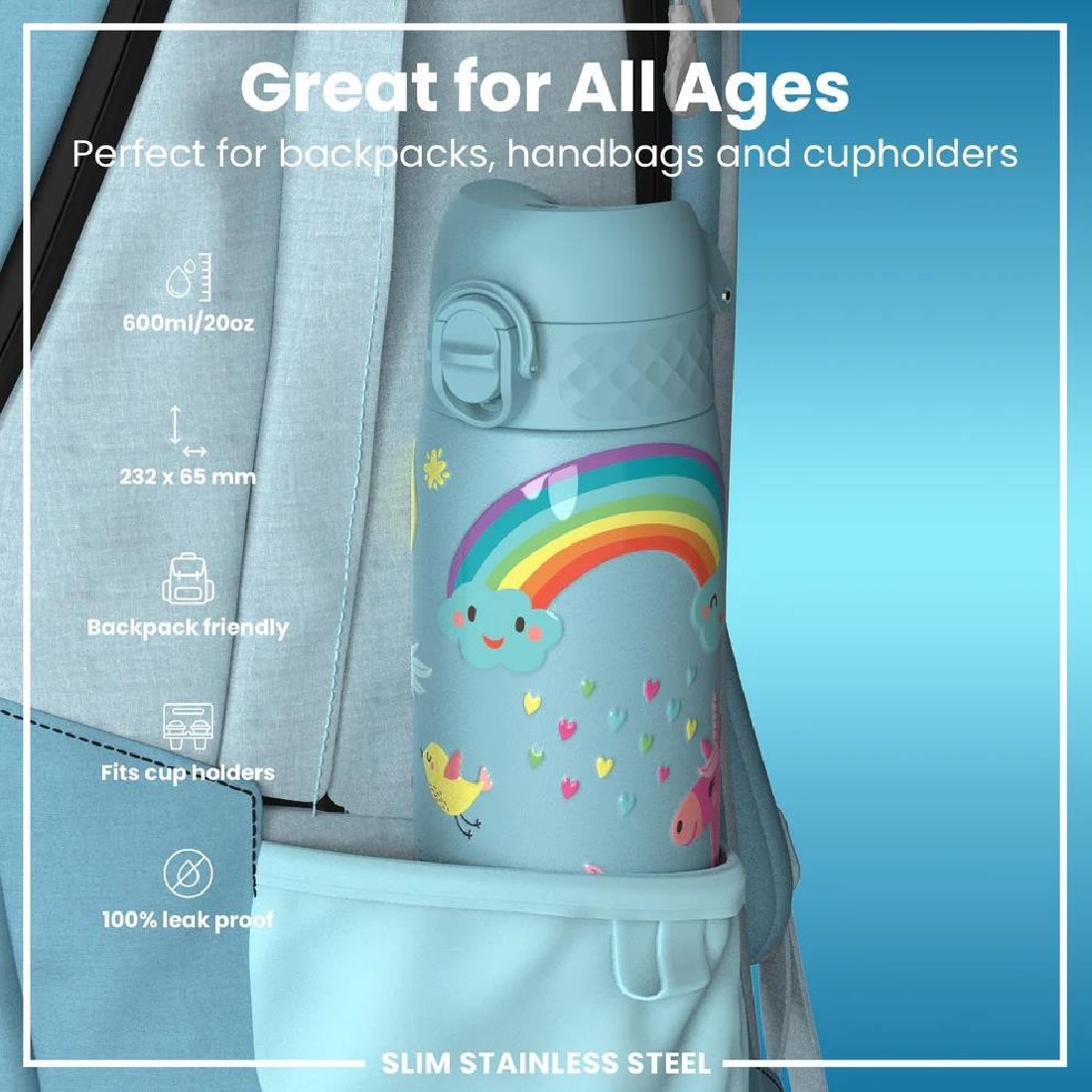 Παγούρι μεταλλικό 600ml Unicorns ION8