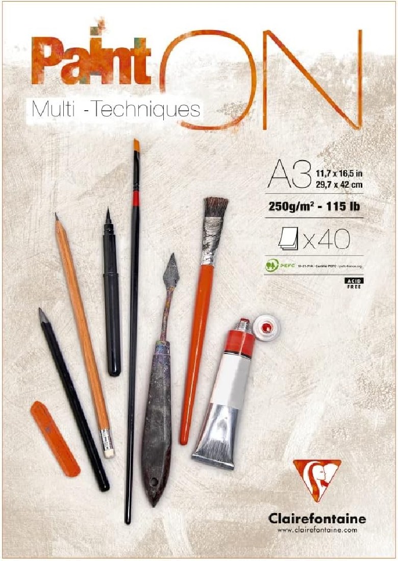Clairefontaine A4 Paint On mix media 250gr 40sheets 96536C