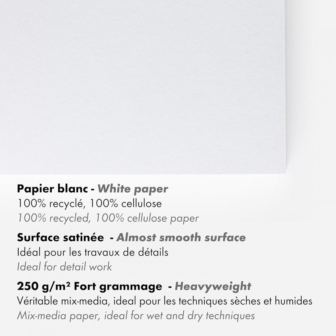 Clairefontaine A3 Painh on mix media, Recycled, 250gr 30sheets 975742