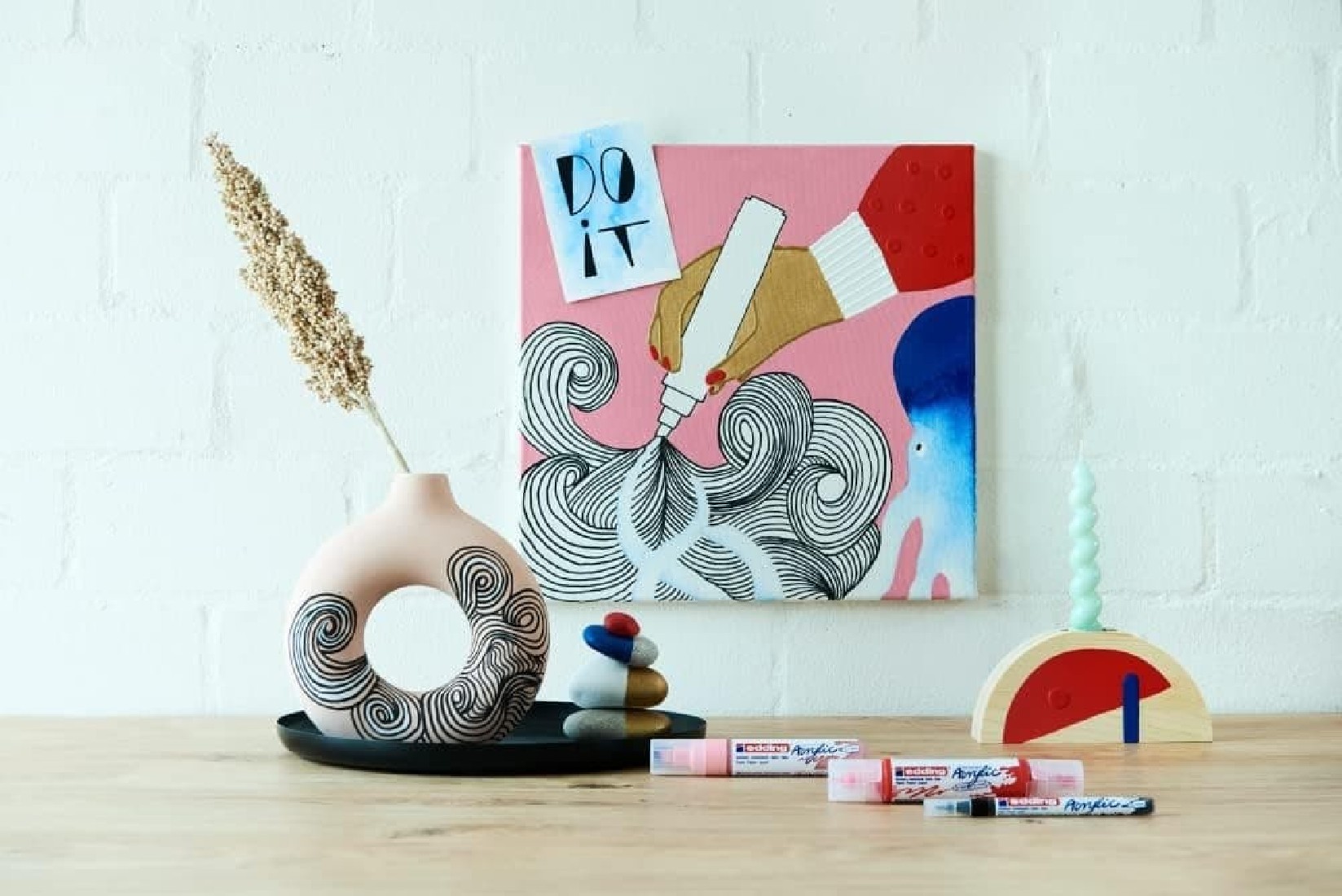 Μαρκαδόροι Ανεξίτηλοι Ακρυλικοί 2-3mm Festive Set 5 Χρωμάτων 5100-999 Edding