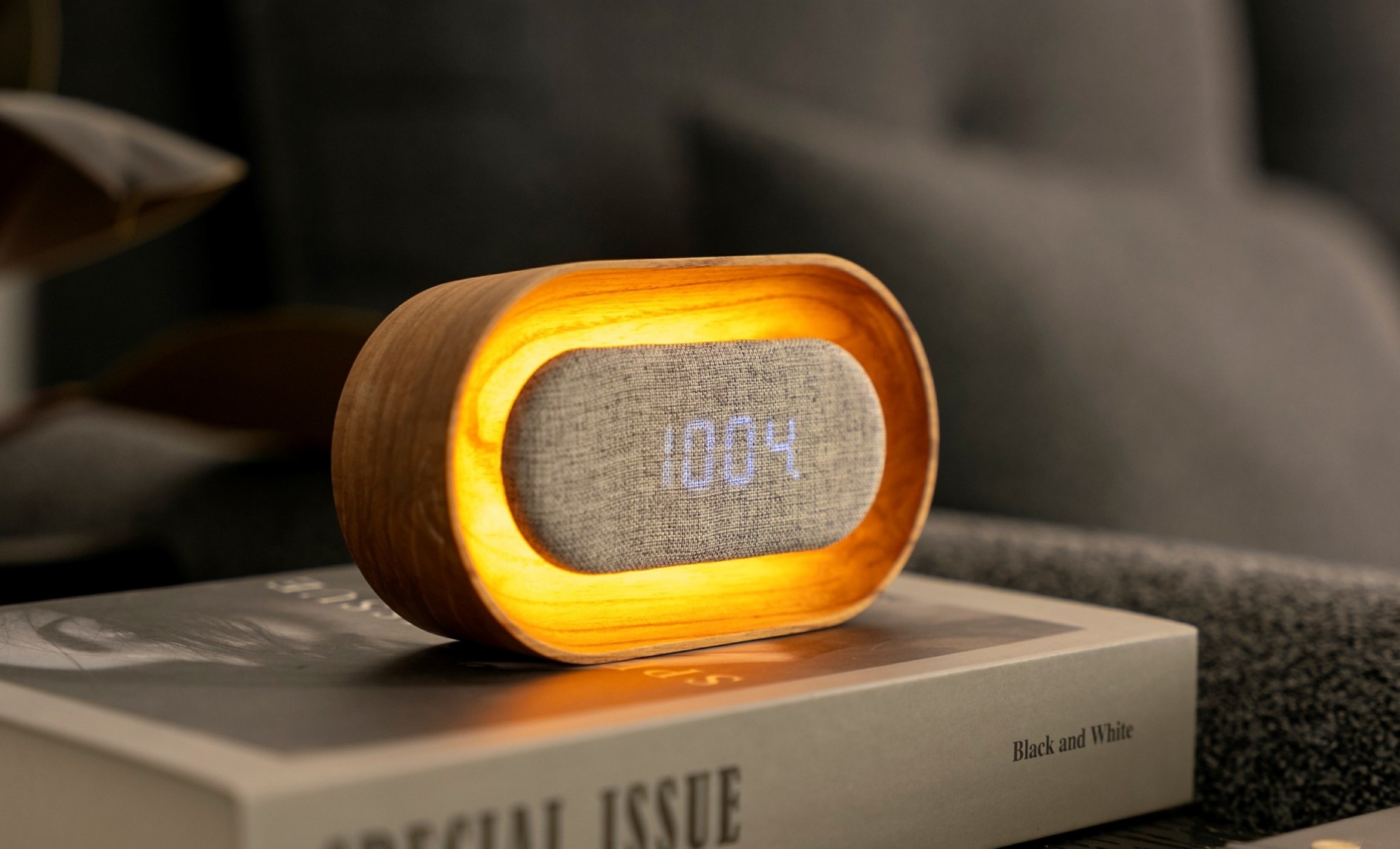 Gingko Lumos Clock Oval - White Ash G07O-AH