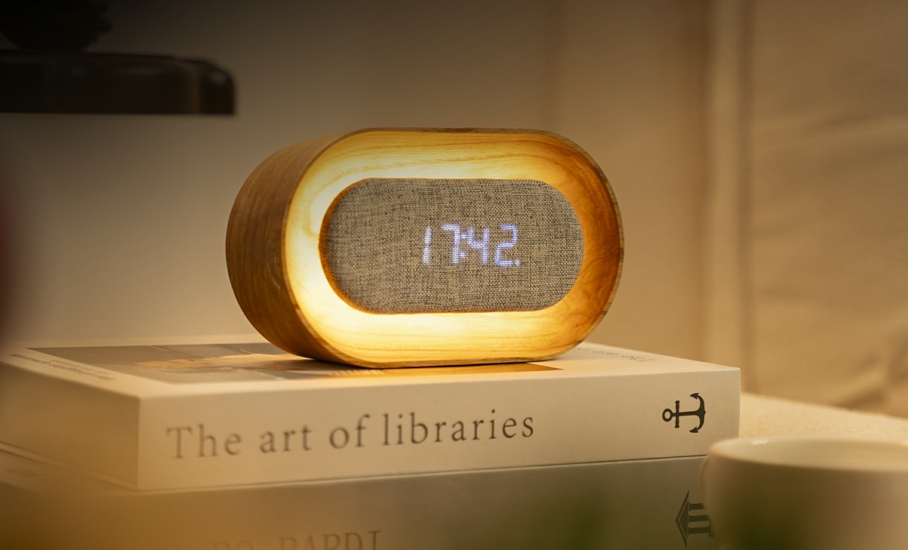 Gingko Lumos Clock Oval - White Ash G07O-AH