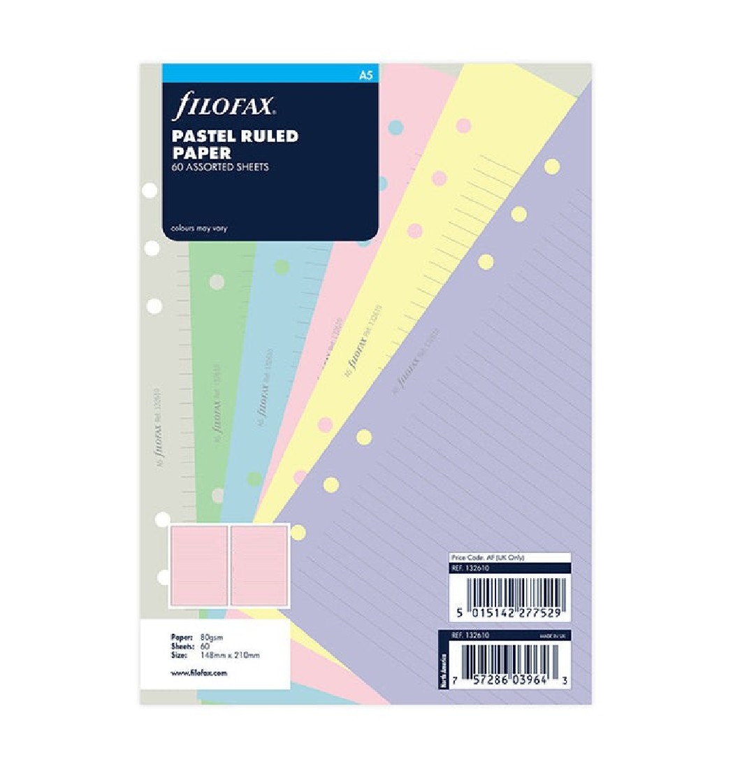 Filofax Pastel Ruled Notepaper Refill - A5 132610