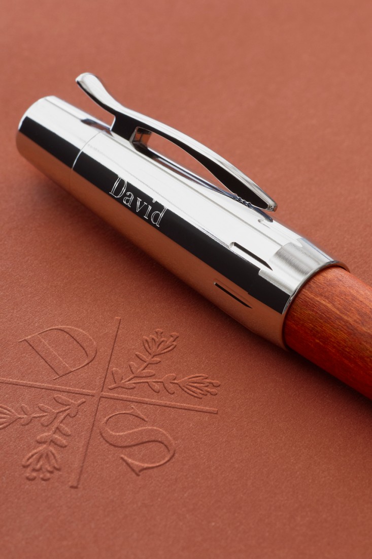 Faber Castell E-Motion Pearwood Brown Chrome 148205 Rollerball Pen