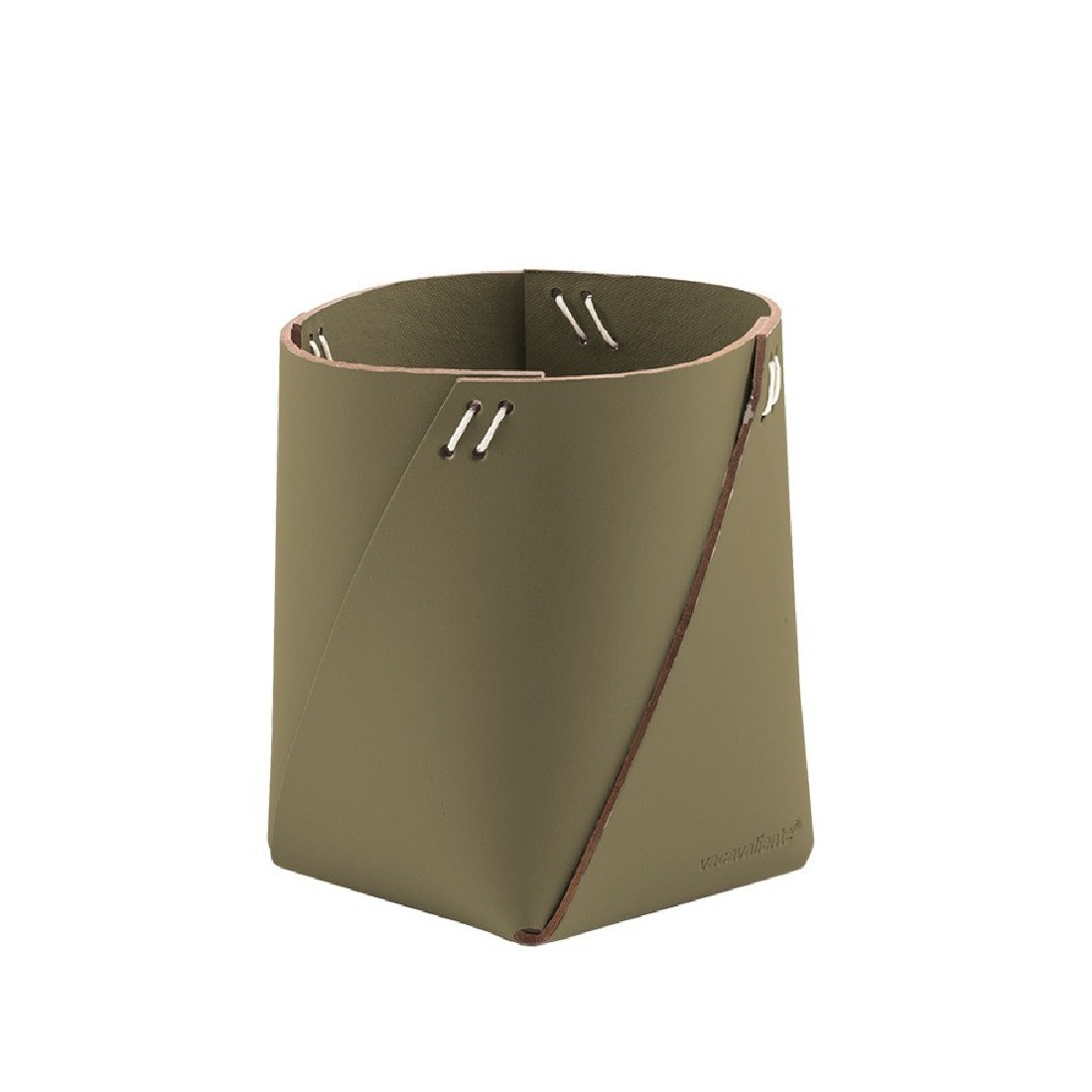 Pencil holder Olive, recycled leather, Vacavaliente