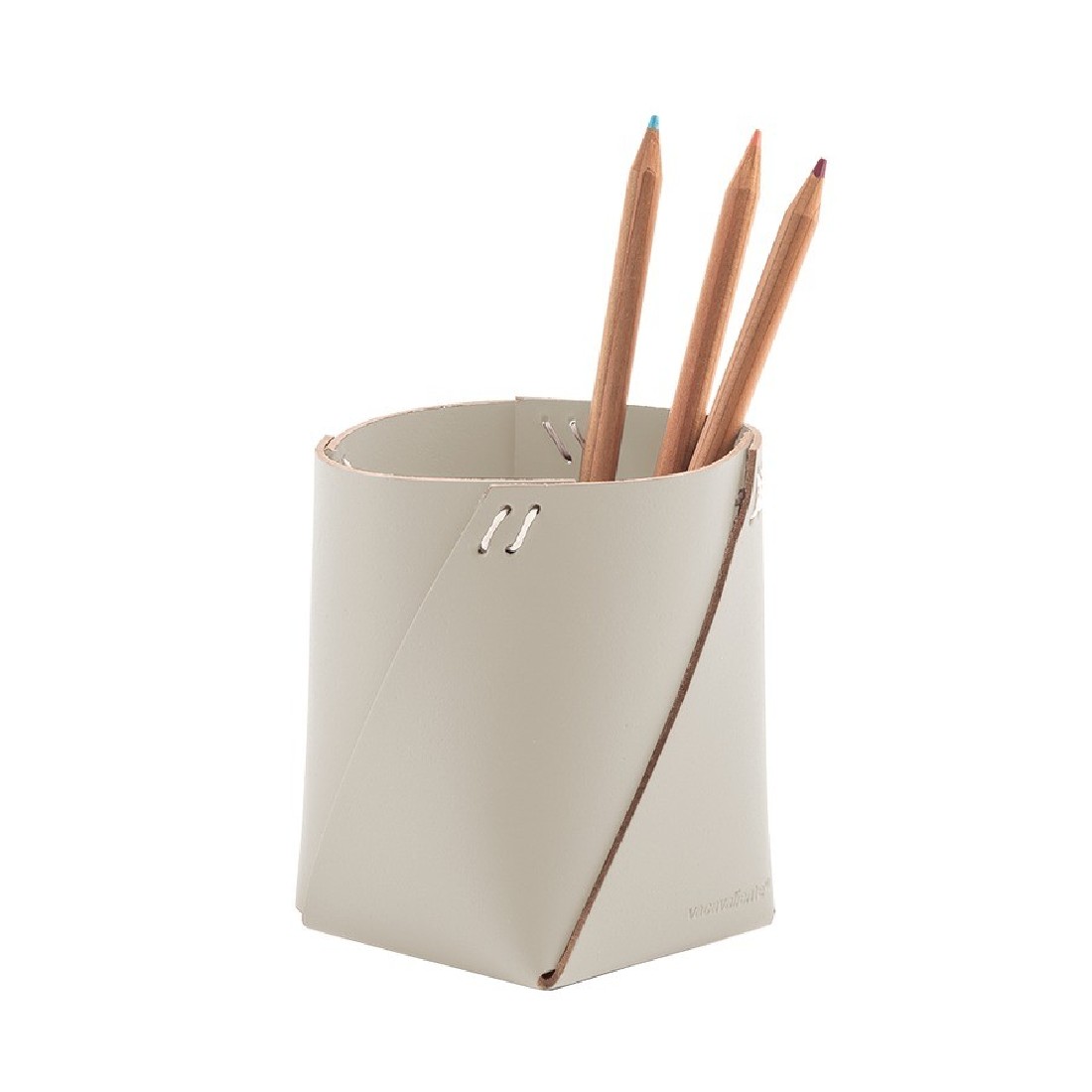 Pencil holder Sandshell, recycled leather, Vacavaliente