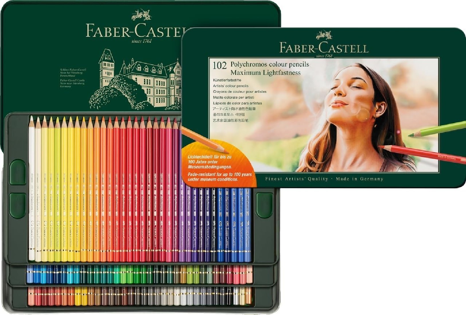 Faber Castell Polychromos Artists Maximum Lightfastness Colour Pencils - Tin of 102 - 210061