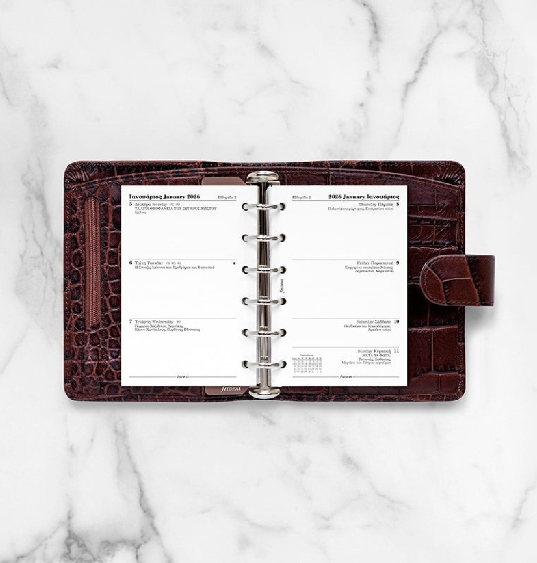 Refill Pocket 2026 Greek Week on two pages - Ελληνικό 26-68267 Filofax