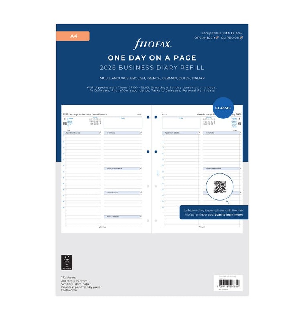 Refill A4 2026 Daily English 26-68719 Filofax