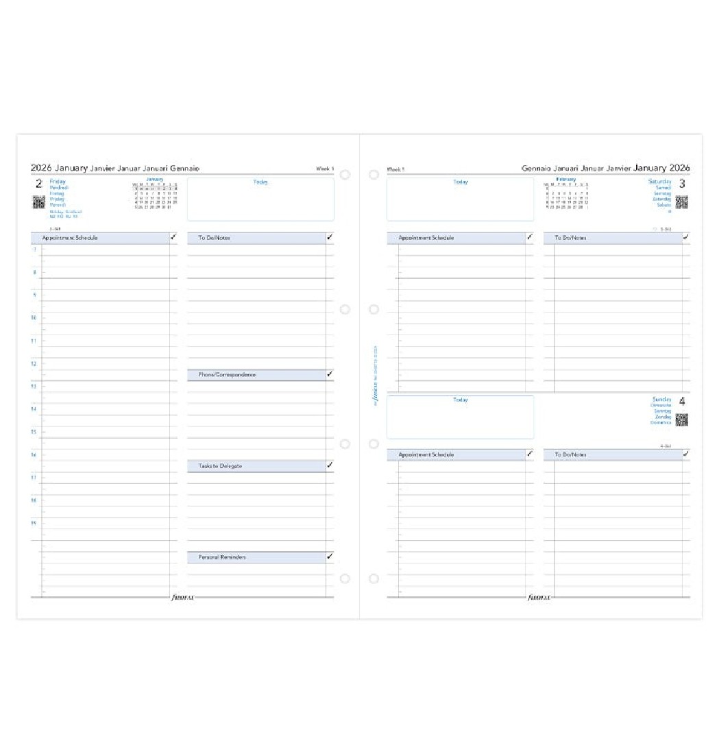 Refill A4 2026 Daily English 26-68719 Filofax