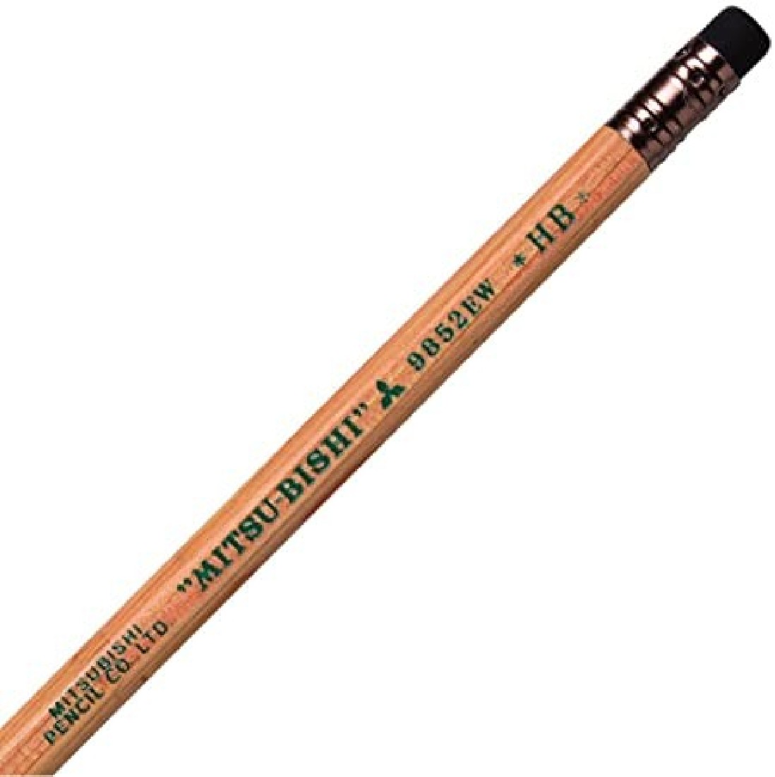 Mitsubishi recycling pencils with pencil eraser, 9852EW hardness HB, K9852EWHB