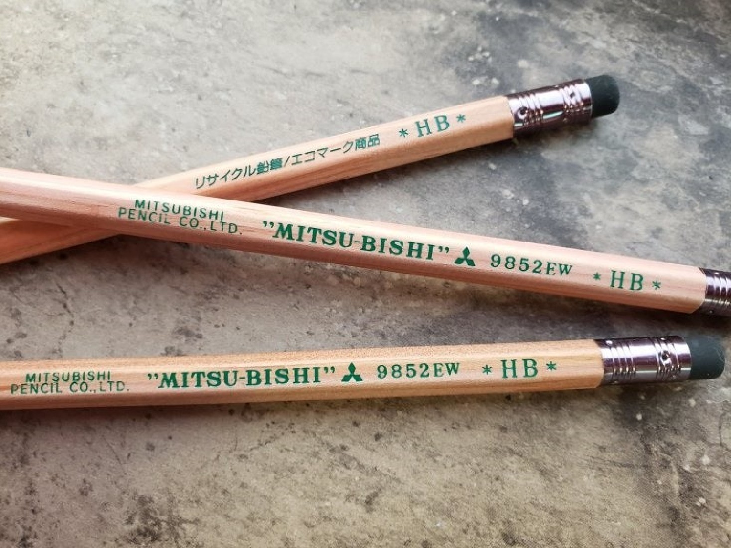 Mitsubishi recycling pencils with pencil eraser, 9852EW hardness HB, K9852EWHB
