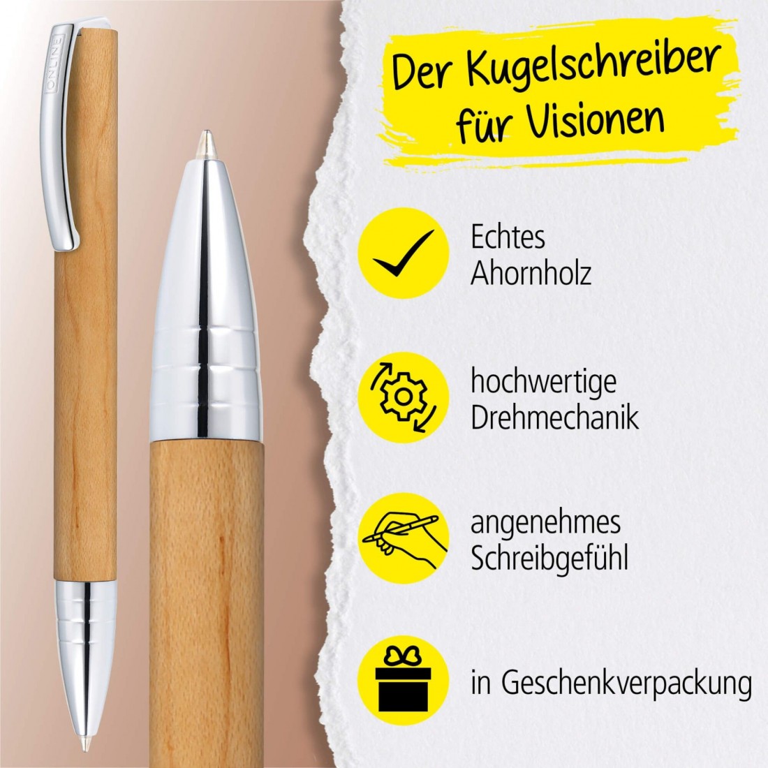 Online Vision Natural Maple twist ballpoint pen 36122