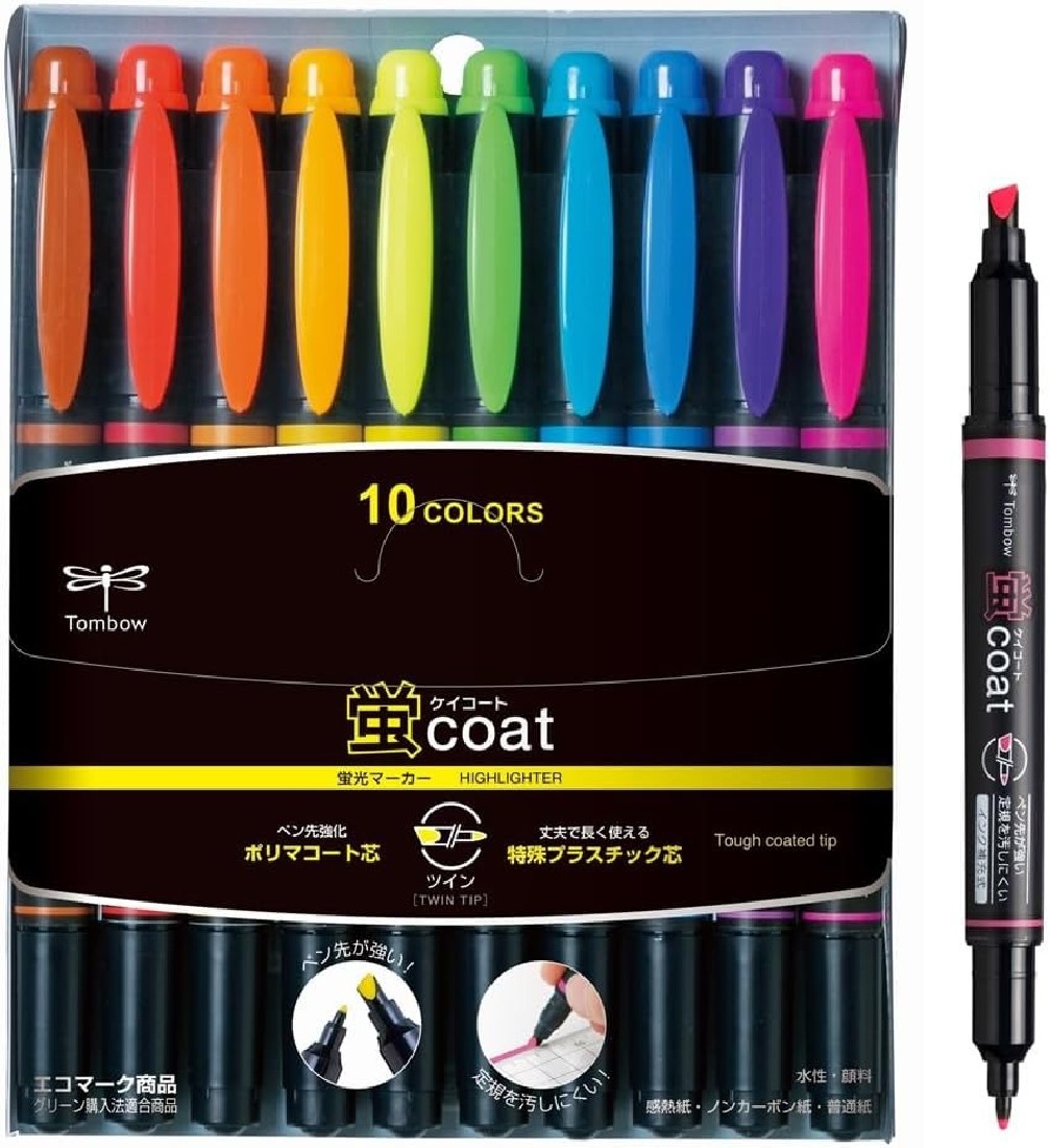 Tombow coat set 10 colors highlighters twin tip WA-TC 10C