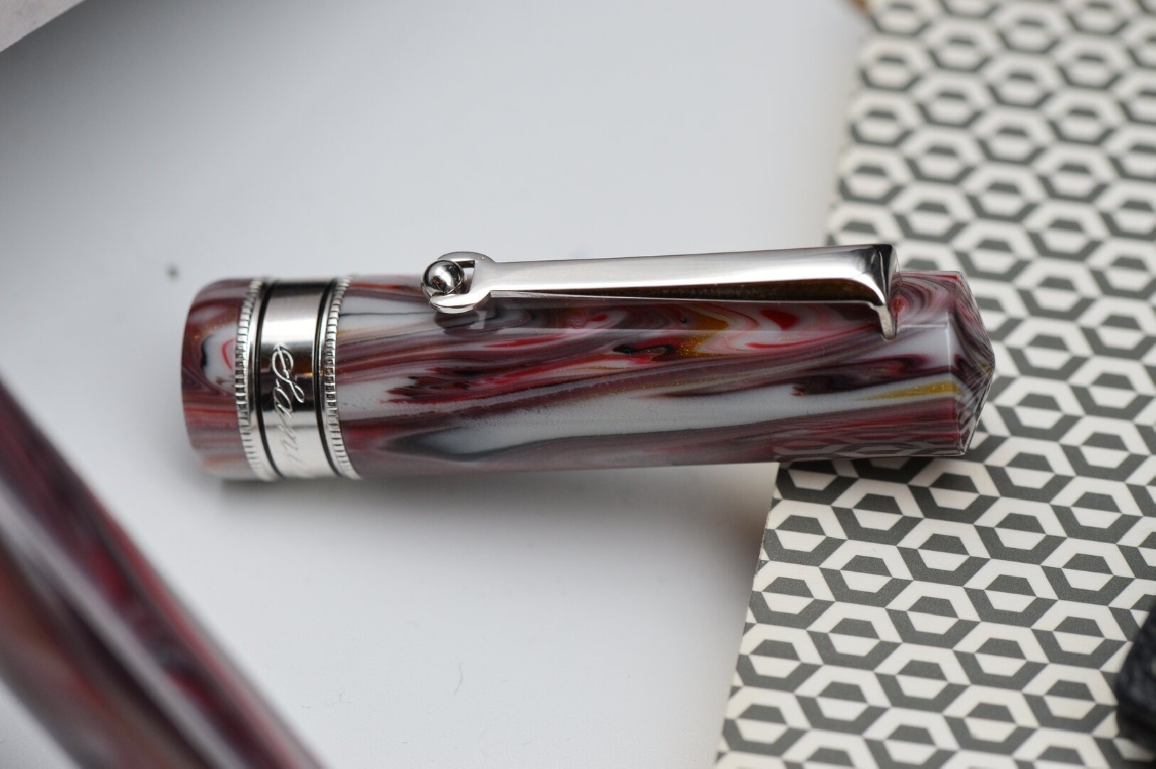 Santini Italia Libra Magma RH 18k Stub nib piston filler pen with ebonite feeder