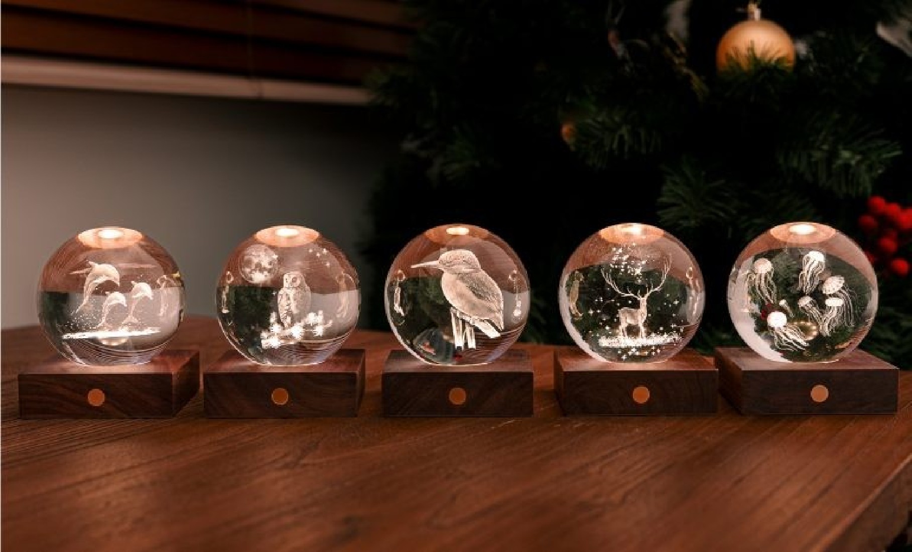 Gingko Amber Crystal Light 3D Jefllyfish G025JF