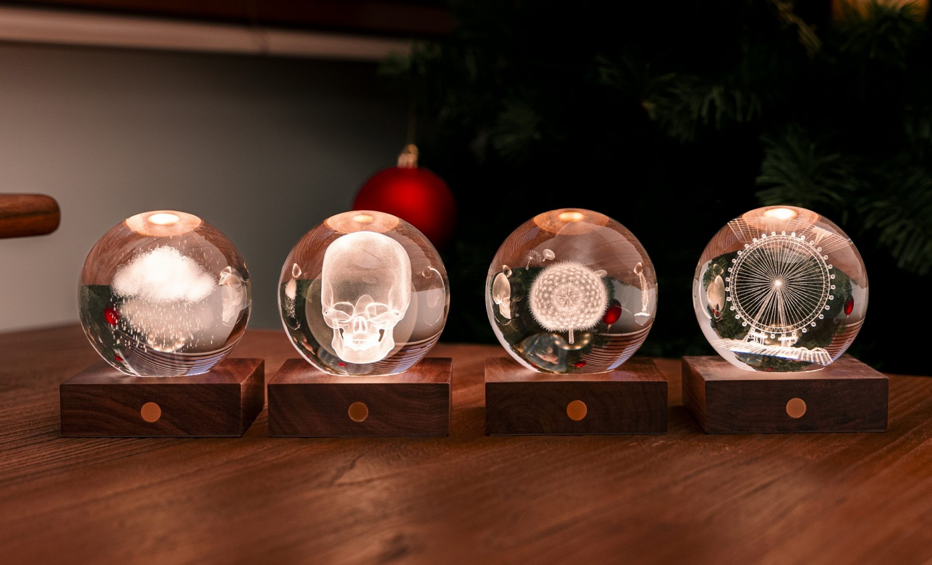 Gingko Amber Crystal Light 3D Skull G025SK