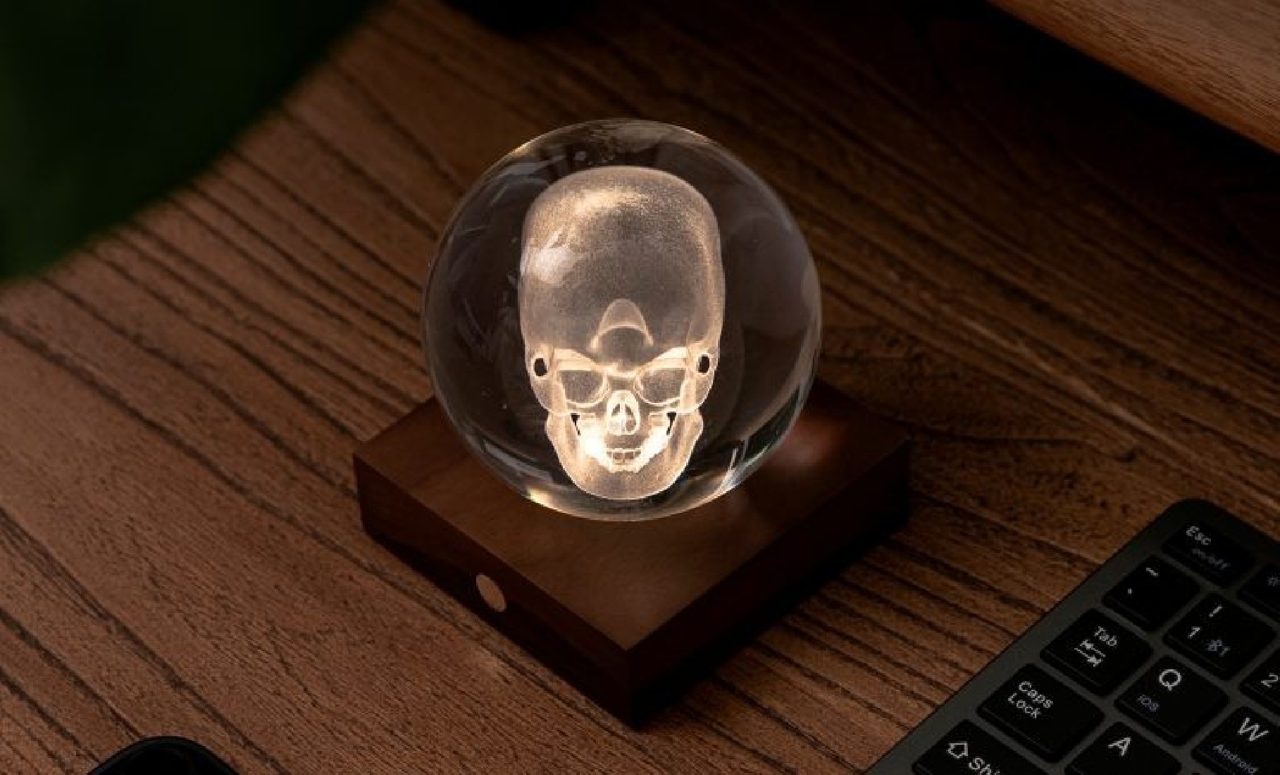 Gingko Amber Crystal Light 3D Skull G025SK