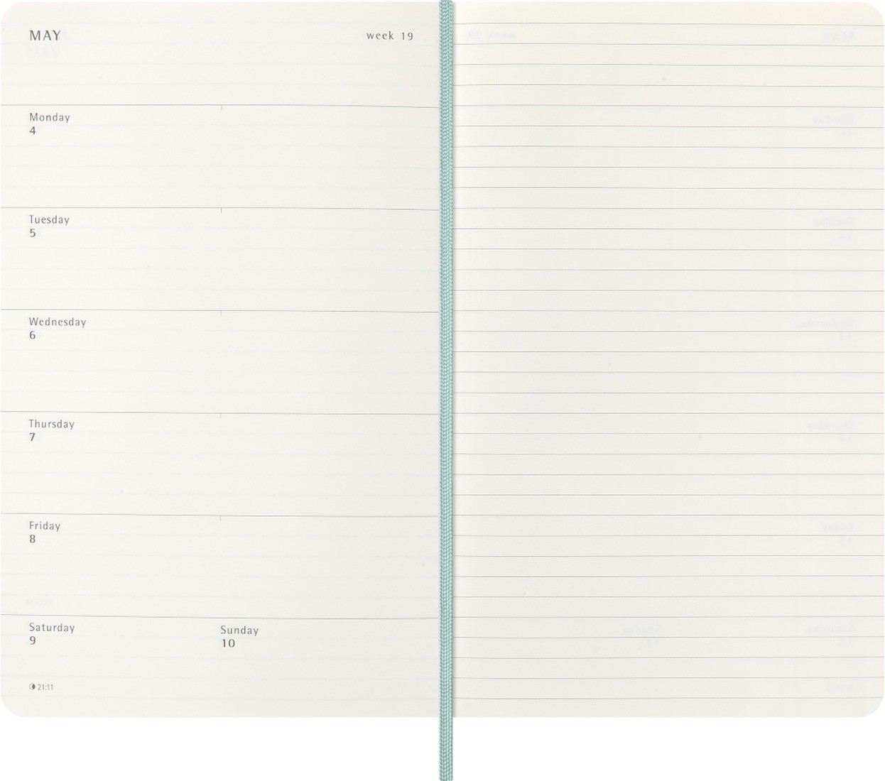 Moleskine Precious & Ethical Diary 2026, Large 13x21, Weekly, 12-Month, Vegan Cover, Sage Green