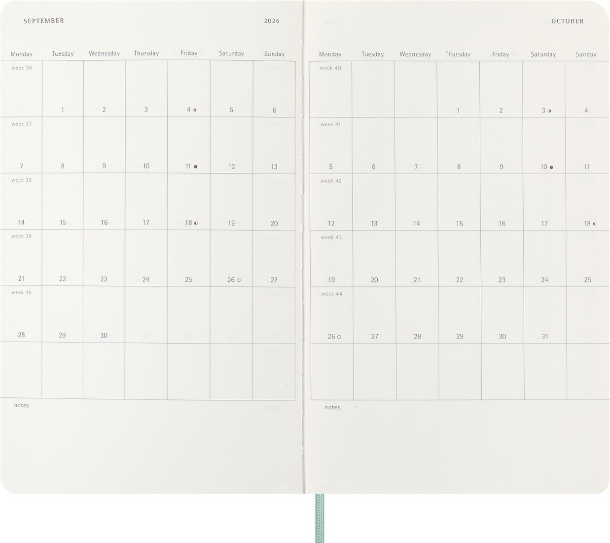 Moleskine Precious & Ethical Diary 2026, Large 13x21, Weekly, 12-Month, Vegan Cover, Sage Green