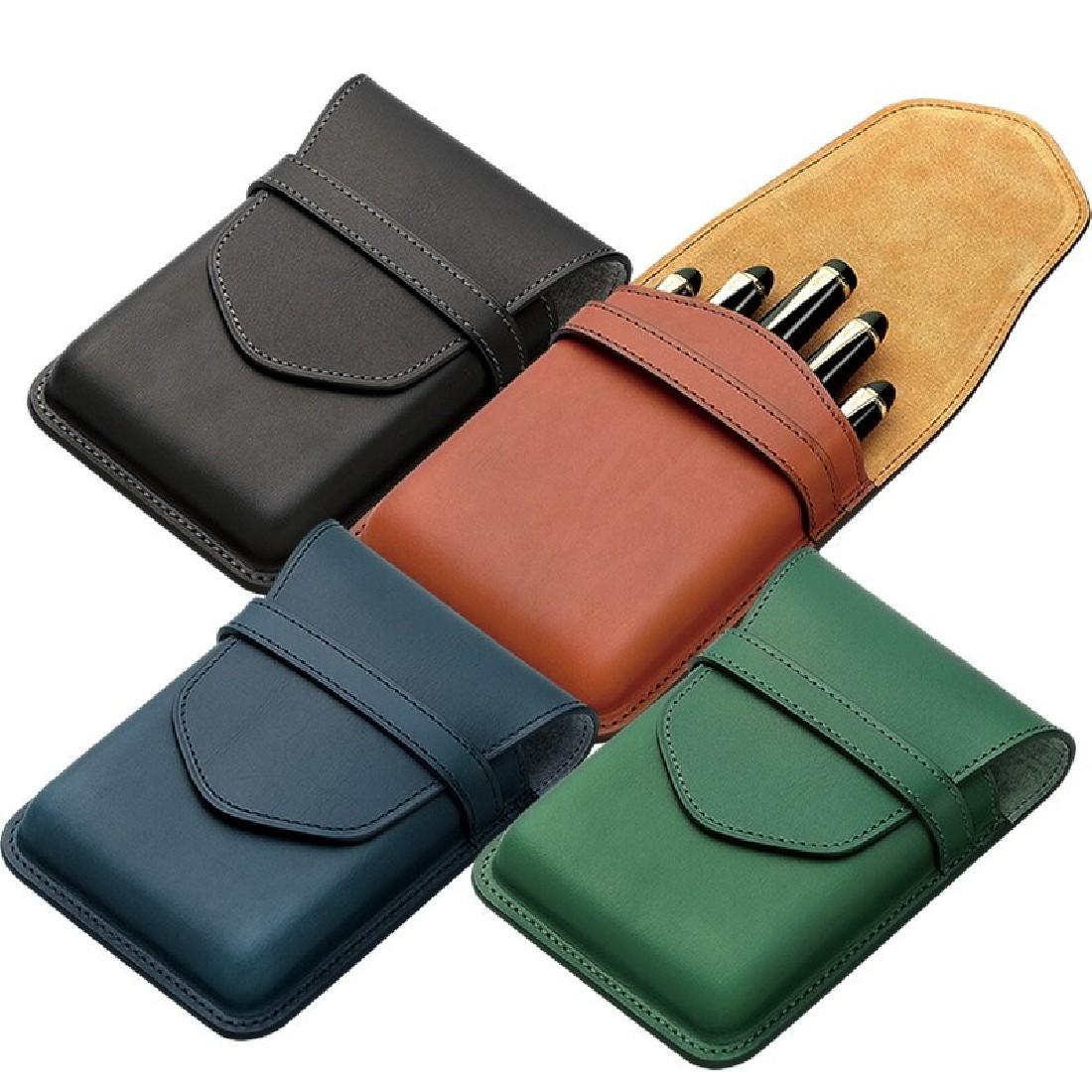 Pilot and Somes Navy leather case for 5 instruments, SLS5-11-NV