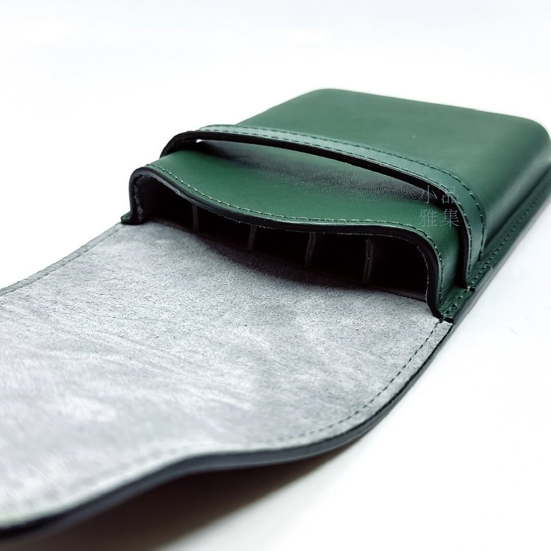 Pilot and Somes Green leather case for 5 instruments, SLS5-11-G