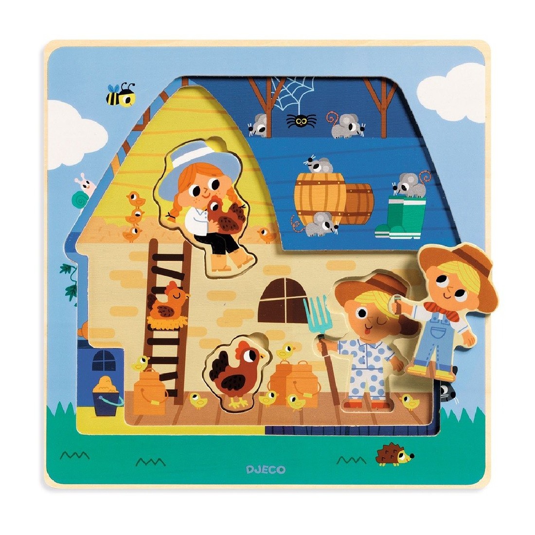 Puzzle ανακάλυψης 3 επίπεδων Η ζωή στον αχυρώνα 01482 Djeco