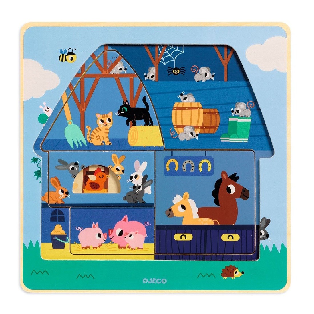 Puzzle ανακάλυψης 3 επίπεδων Η ζωή στον αχυρώνα 01482 Djeco