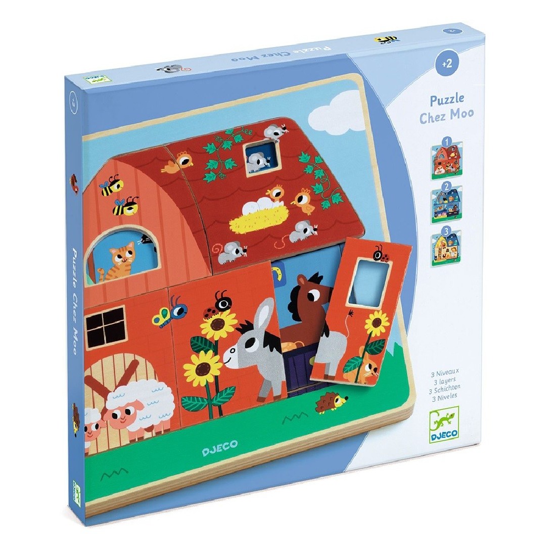 Puzzle ανακάλυψης 3 επίπεδων Η ζωή στον αχυρώνα 01482 Djeco
