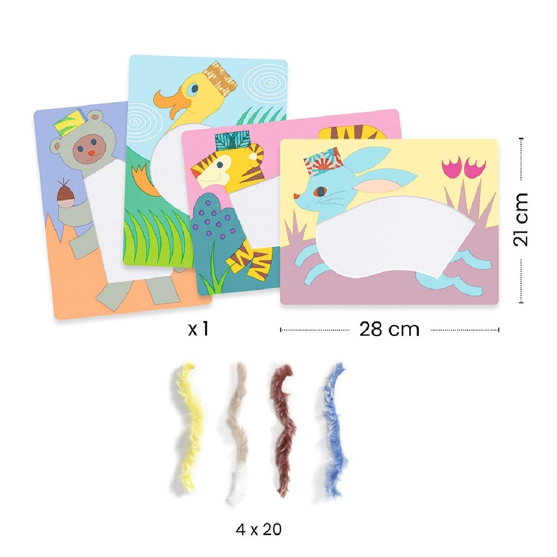 Δημιουργώ εικόνες με πούπουλα κια βέλκρο Ζωάκια με καπέλο 09127 Djeco