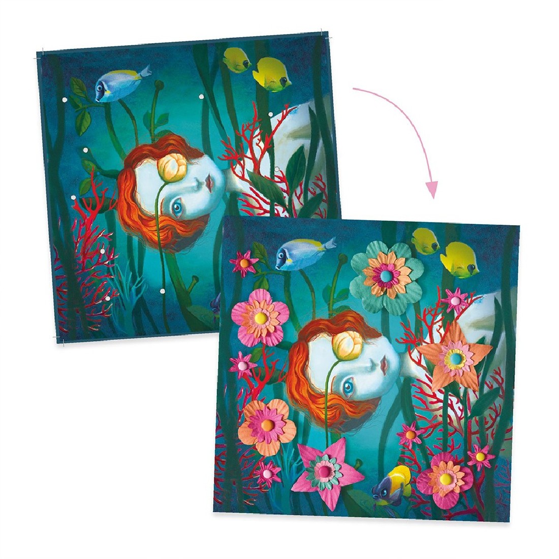 Χάρτινη κατασκευή 3D εικόνες Λουλουδένια στεφάνια σε γυναικείες φιγούρες 09455 Djeco