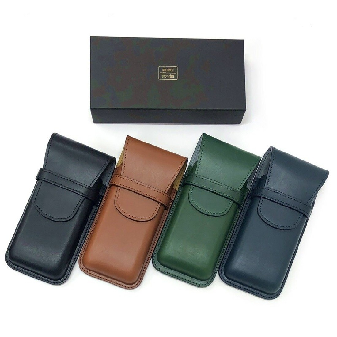 Pilot and Somes leather case for 3 pens, brown SLS3-11-BN