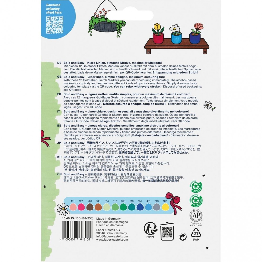 Faber Castell Sketch Marker Bold & Easy,  tin of 12 Colours 164815